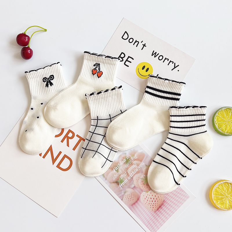日系短筒春夏季花邊寶寶船襪