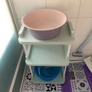 浴室置物架卫生间不锈钢脸盆架置地式洗衣机收纳架塑料多层水桶架