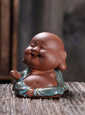 紫砂弥勒佛小茶宠精品可养