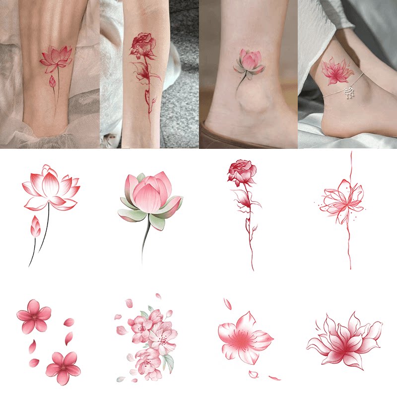 唯美花朵 高颜值彩色纹身贴防水持久脚踝手腕性感贴纸小清新逼真