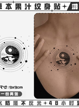 星象日月太极图纹身贴草本半永久