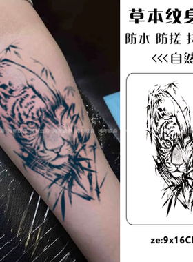 猎豹的凝视小众高级草本纹身贴纸
