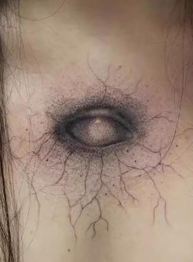 third eye第三只眼睛 暗黑逼真万圣节纹身贴ins个性欧美辣妹贴纸