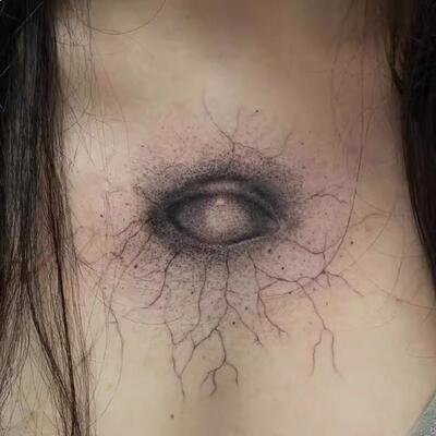 third eye第三只眼睛 暗黑逼真万圣节纹身贴ins个性欧美辣妹贴纸