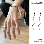 蝴蝶结黑色小蛇 草本果汁纹身贴半永久小众ins风逼真刺青色贴纸