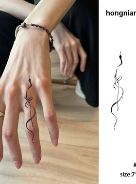 蝴蝶结黑色小蛇 草本果汁纹身贴半永久小众ins风逼真刺青色贴纸