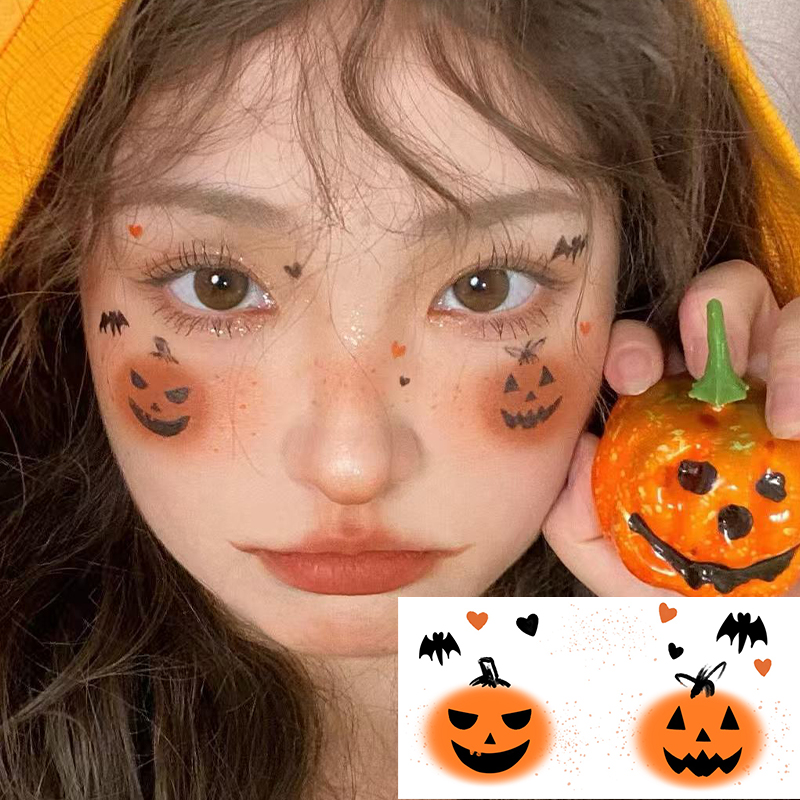 南瓜女巫脸贴高颜值万圣节纹身贴