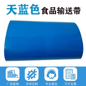 兰色PU工业皮带PVC天蓝色轻型平面流水线爬坡提升机运输送带传送