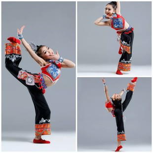 儿童彝族云南凉山七月火把节独舞喊月亮少数民族舞蹈演出表演服饰