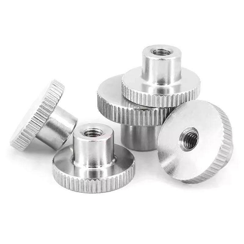 304不锈钢DIN466滚花台阶螺母手拧大头双层螺丝M4M5M6