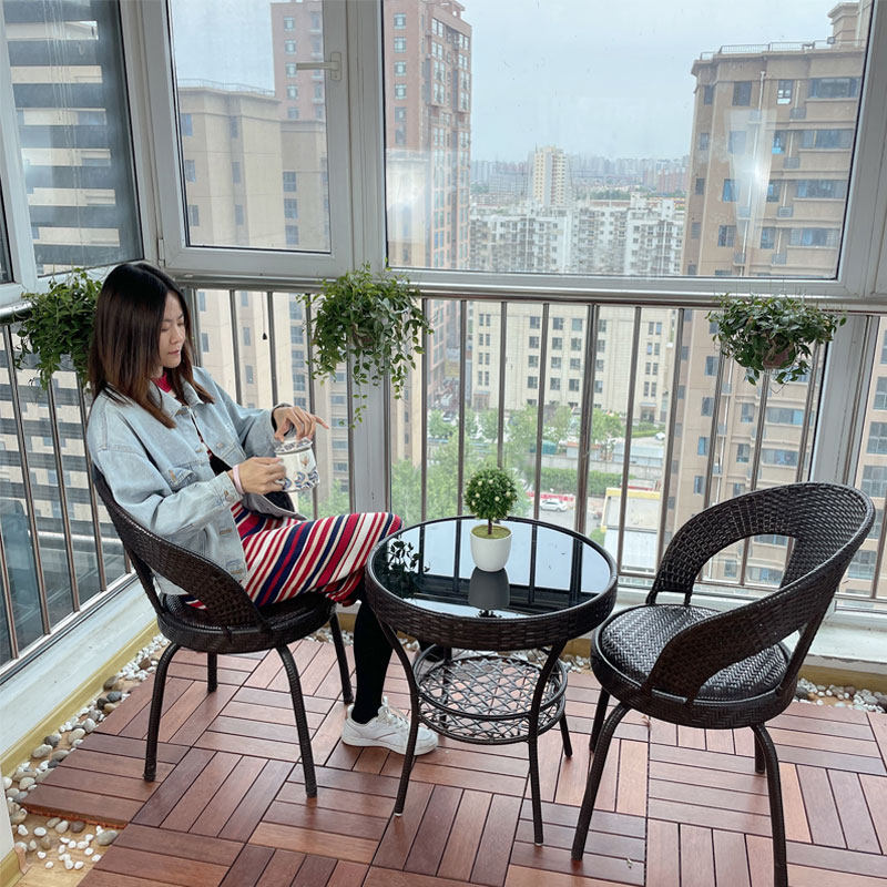 藤椅三件套茶桌花园阳台小桌椅茶几组合室外庭院露台休闲藤编户外_虎窝淘