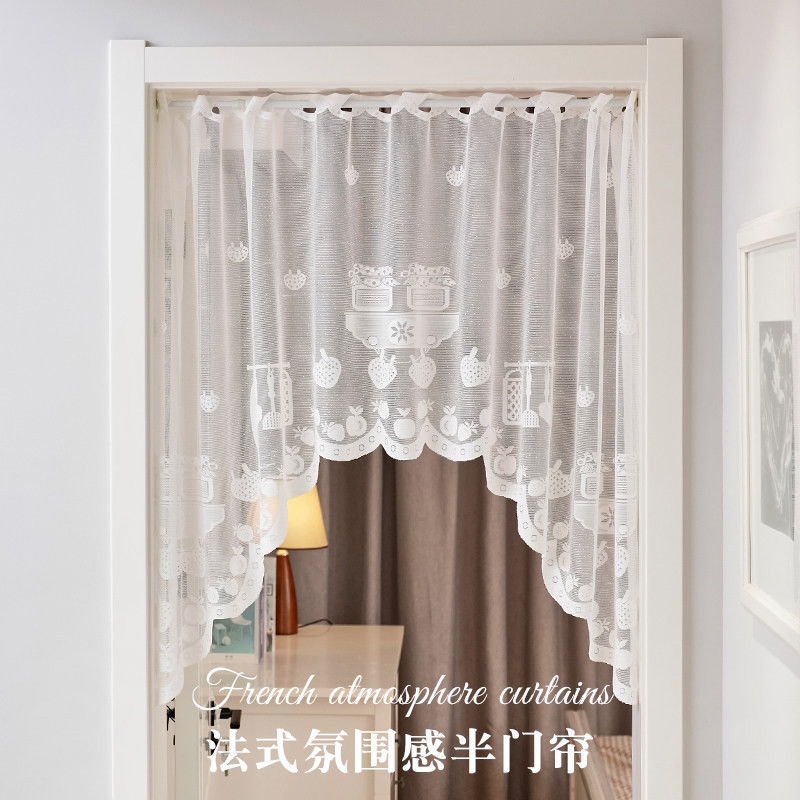 法式蕾丝门帘免打孔防蚊纱帘半帘卧室遮挡帘氛围感家用隔断帘新款,居家布艺,门帘,淘宝优惠券,粉丝福利购,淘宝优惠卷