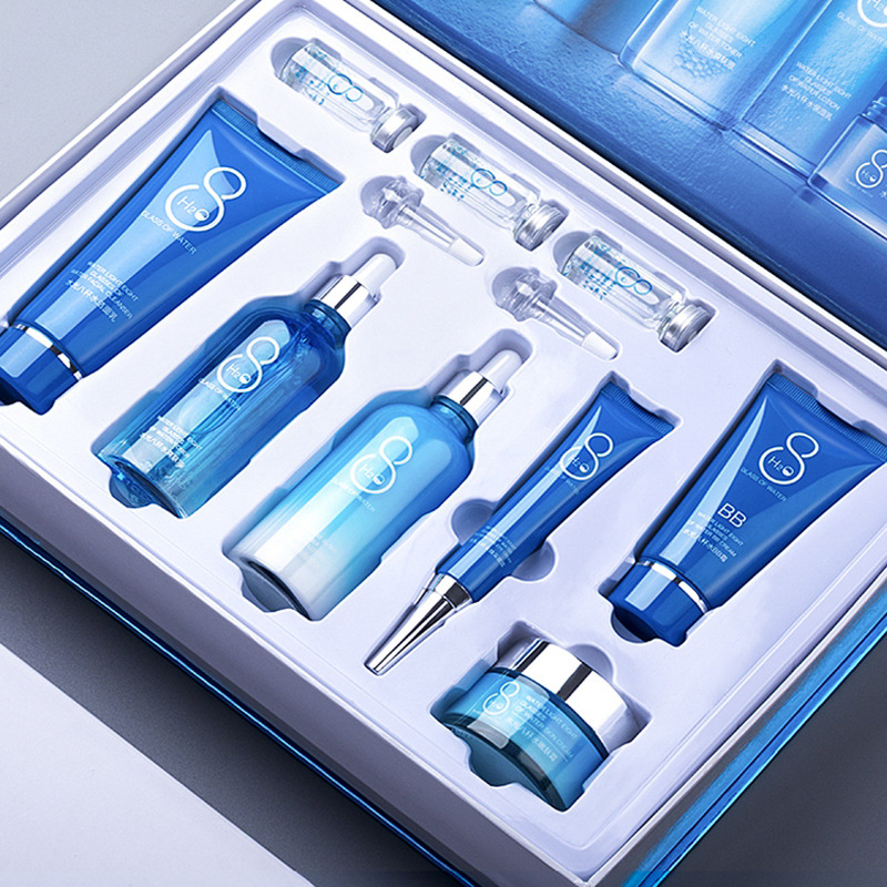 依漾水光八杯水九件套补水保湿滋润护肤套盒玻尿酸控油祛黄妈妈