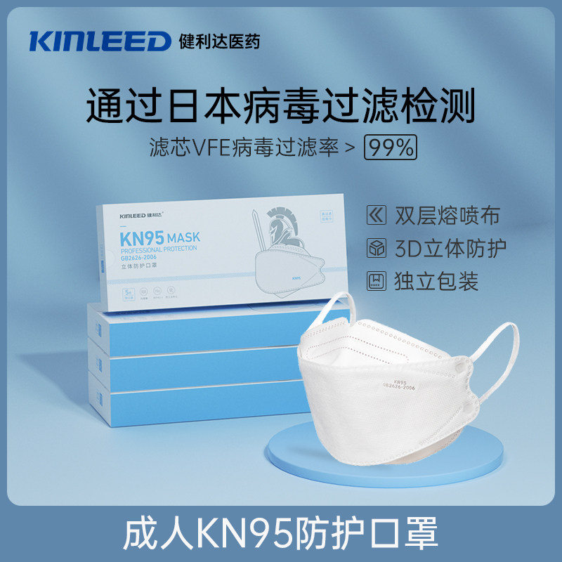 健利达kn95口罩3d立体女高颜值男潮款鱼嘴2023新款正品官方旗舰店