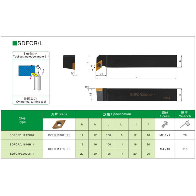 数控车床刀具91度SDFCR/L1616H11螺钉式外圆刀杆菱形刀片刀架刀排