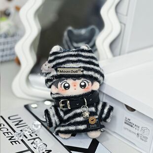 10cm娃衣秋冬潮酷高领毛衣棉花娃娃帽子项链眼镜配饰男女娃换装衣