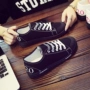 Thấp để giúp tất cả giày vải màu đen cô gái màu đen tinh khiết thoáng khí giày công sở sinh viên hoang dã phiên bản Hàn Quốc nhỏ của giày đen nhỏ - Plimsolls shop giày sneaker