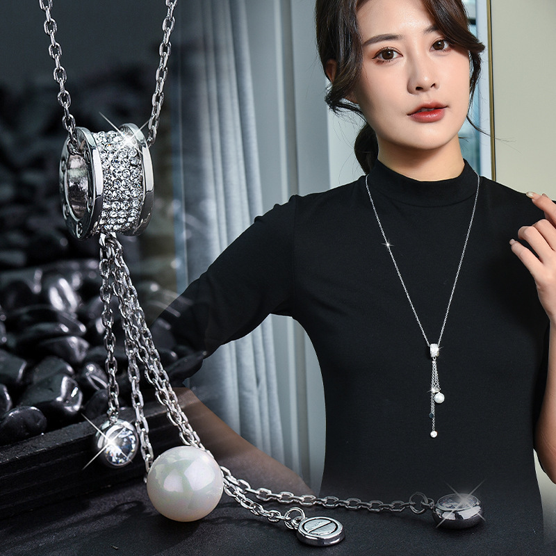 韩版秋冬新款网红小蛮腰流苏毛衣女长款ins百搭简约时尚项链