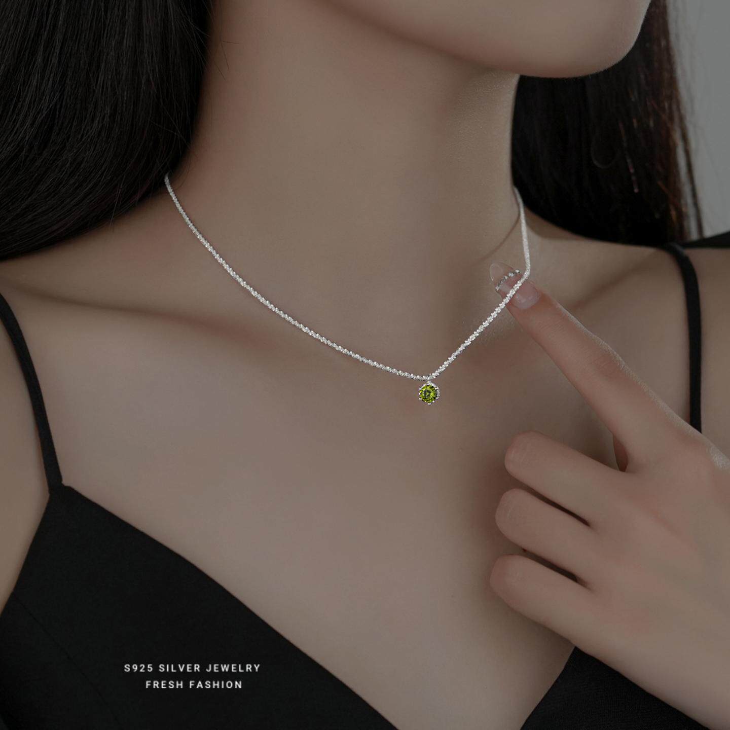 s925纯银满天星波光粼粼项链女