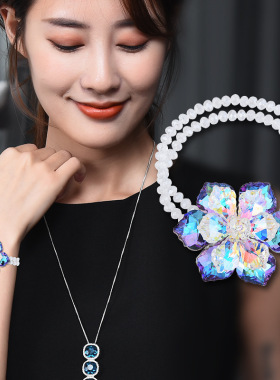 欧美网红ins渐变梦幻水晶莲花发绳韩国甜美时尚气质头饰发圈