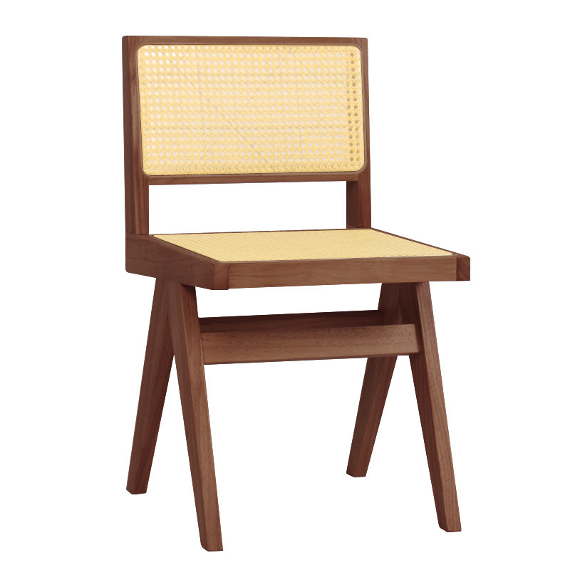 北欧实木藤编椅家用餐椅复古设计师昌迪加尔无扶手靠背休闲阳台椅,住宅家具,餐椅,淘宝优惠券,粉丝福利购,淘宝优惠卷