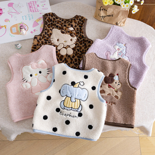 韩版2025秋冬儿童新款可爱男女童羊羔绒马甲外穿冬季背心保暖韩系