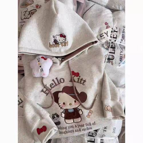 宽松型卡通动漫套头连帽女童日常