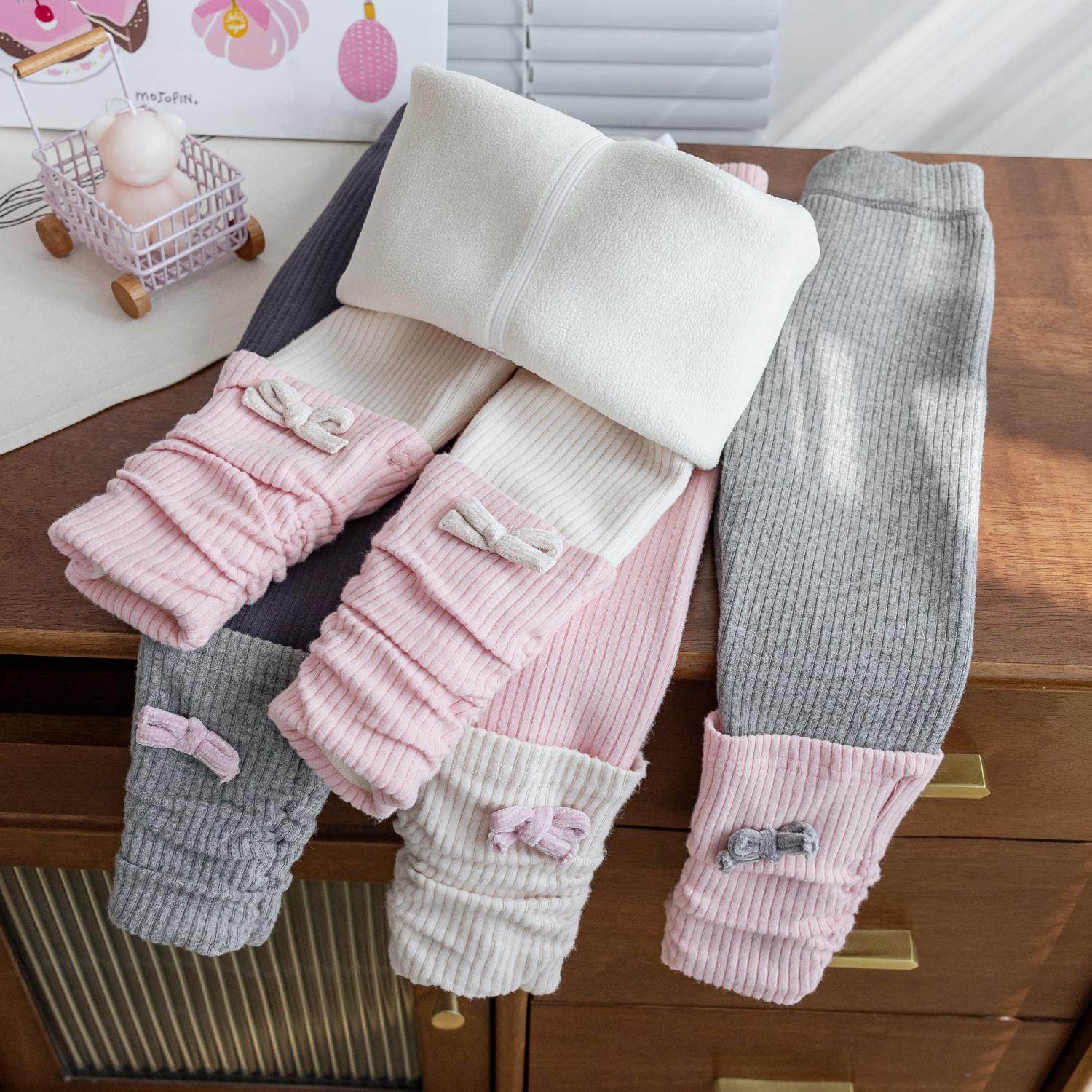 女小童2025秋冬款韩版拼色加绒宝宝纯棉洋气时尚弹力蝴蝶结打底裤,童装/婴儿装/亲子装,裤子,淘宝优惠券,粉丝福利购,淘宝优惠卷