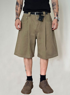 ALL IN 30夏季日系工装宽松五分裤男女卡色百搭休闲潮牌阔腿短裤