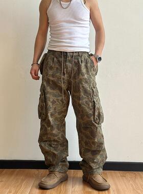 ALL IN 30美式复古大口袋迷彩宽松直筒长裤男士百搭休闲潮牌裤子