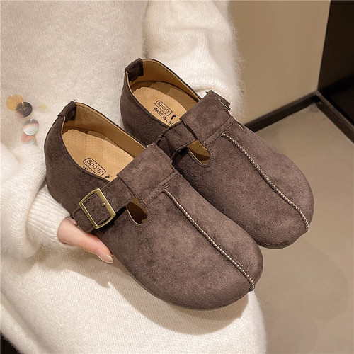 复古平底勃肯鞋女鞋子2025秋冬新款乐福鞋单鞋百搭软底博肯鞋女