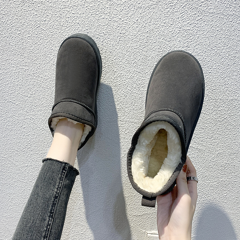 棉女雪地靴斜筒短筒保暖棉鞋短靴