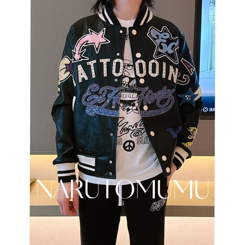 小姐姐全球购ED HARDY 重工超满钻 拼贴刺绣 皮衣夹克 男款26春06