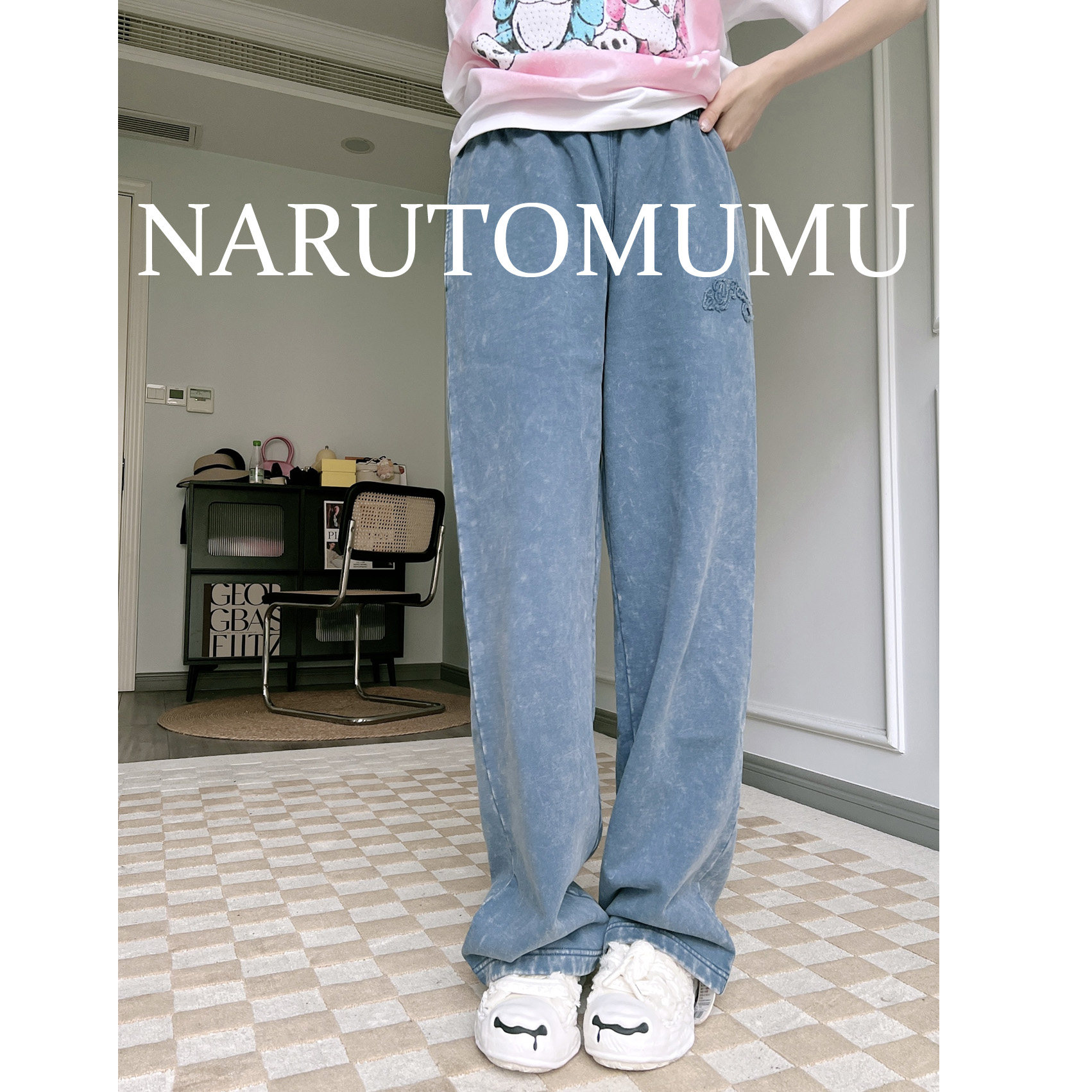 小姐姐全球购ED HARDY经典logo 松紧腰 牛仔直筒裤 女款24冬Z045