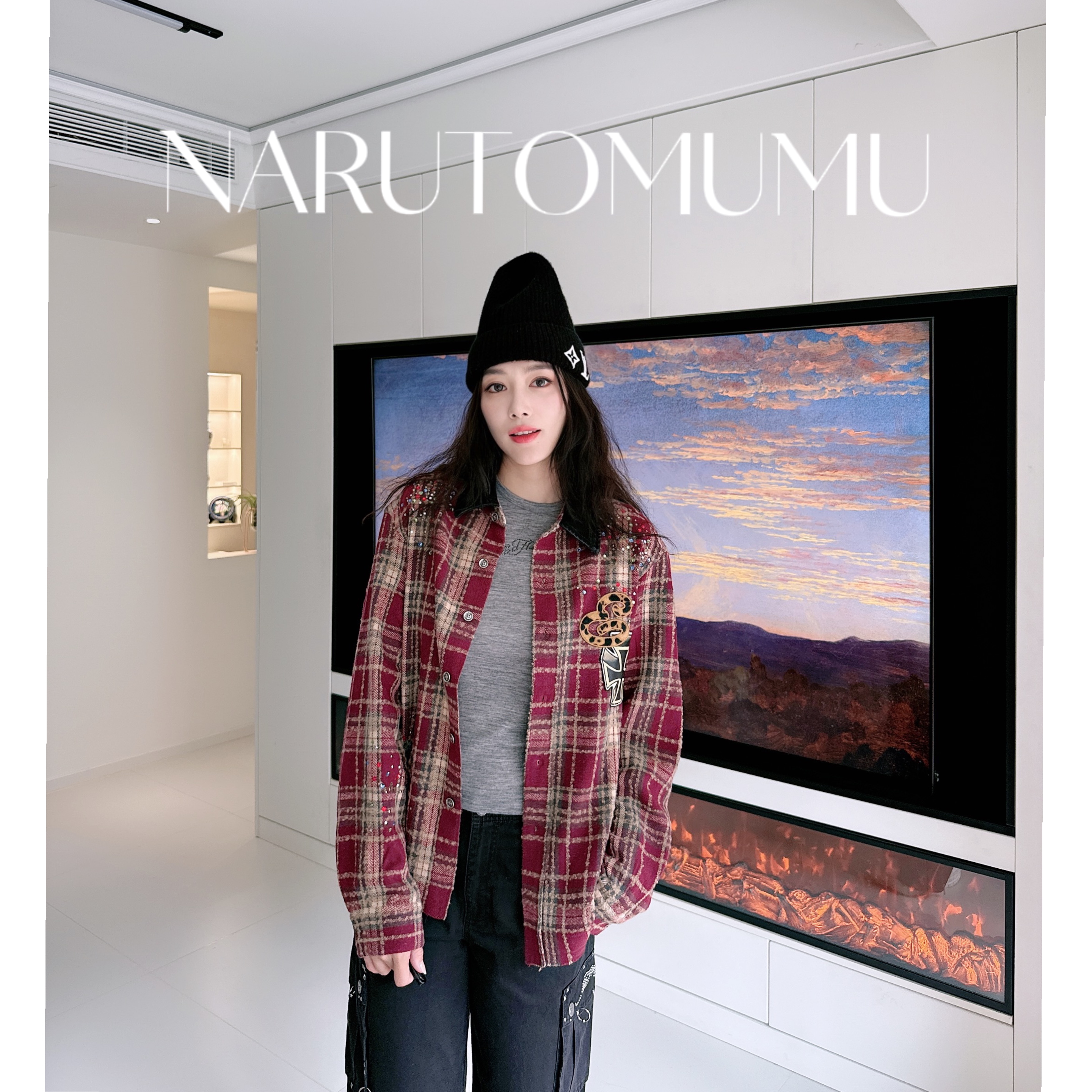 小姐姐全球购ED HARDY 银河星星水钻 logo 格子衬衫 男款25冬05