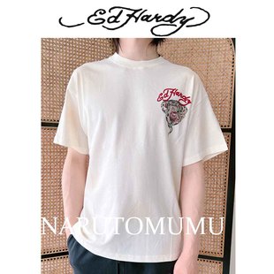 小姐姐全球购ED HARDY 猎豹眼镜蛇水钻印花 短袖T恤 男款24冬Z04