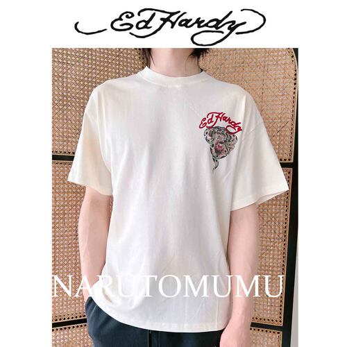 小姐姐全球购ED HARDY 猎豹眼镜蛇水钻印花 短袖T恤 男款24冬Z04