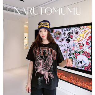 独角兽 水钻 印花 宽松大T恤 26春03 小姐姐全球购ED 女款 HARDY