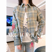 女款 小姐姐全球购ED 25秋05 印花 格子衬衫 HARDY 泼墨涂鸦