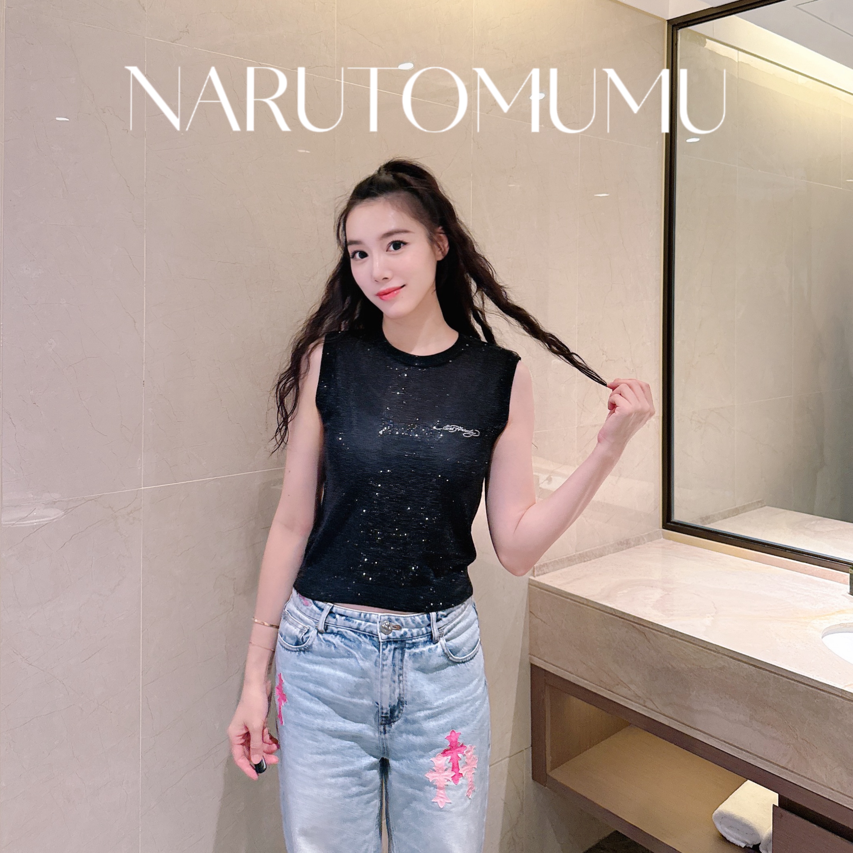 小姐姐全球购ED HARDY 全水钻满天星超闪 针织无袖背心 女款 25秋