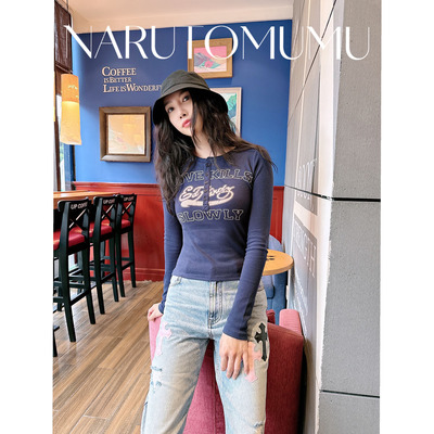 小姐姐全球购ED HARDY 经典美潮 纽扣 长袖 T恤 女款25冬03