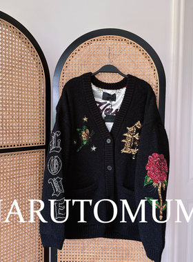 小姐姐全球购ED HARDY 重工米珠绣虎头 针织开衫 女款 25春Z045