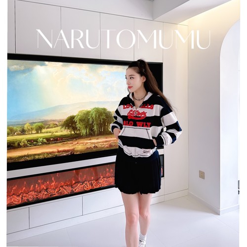 小姐姐全球购ED HARDY 复古美式 条纹 拉链外套 女款 25冬Z045