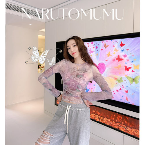 小姐姐全球购ED HARDY 水钻花卉 暗纹印花 打底衫 女款 26夏03