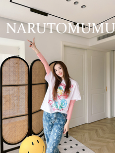 女款 小姐姐全球购ED 宽松大T恤 满钻独角兽印花 24秋Z04 HARDY