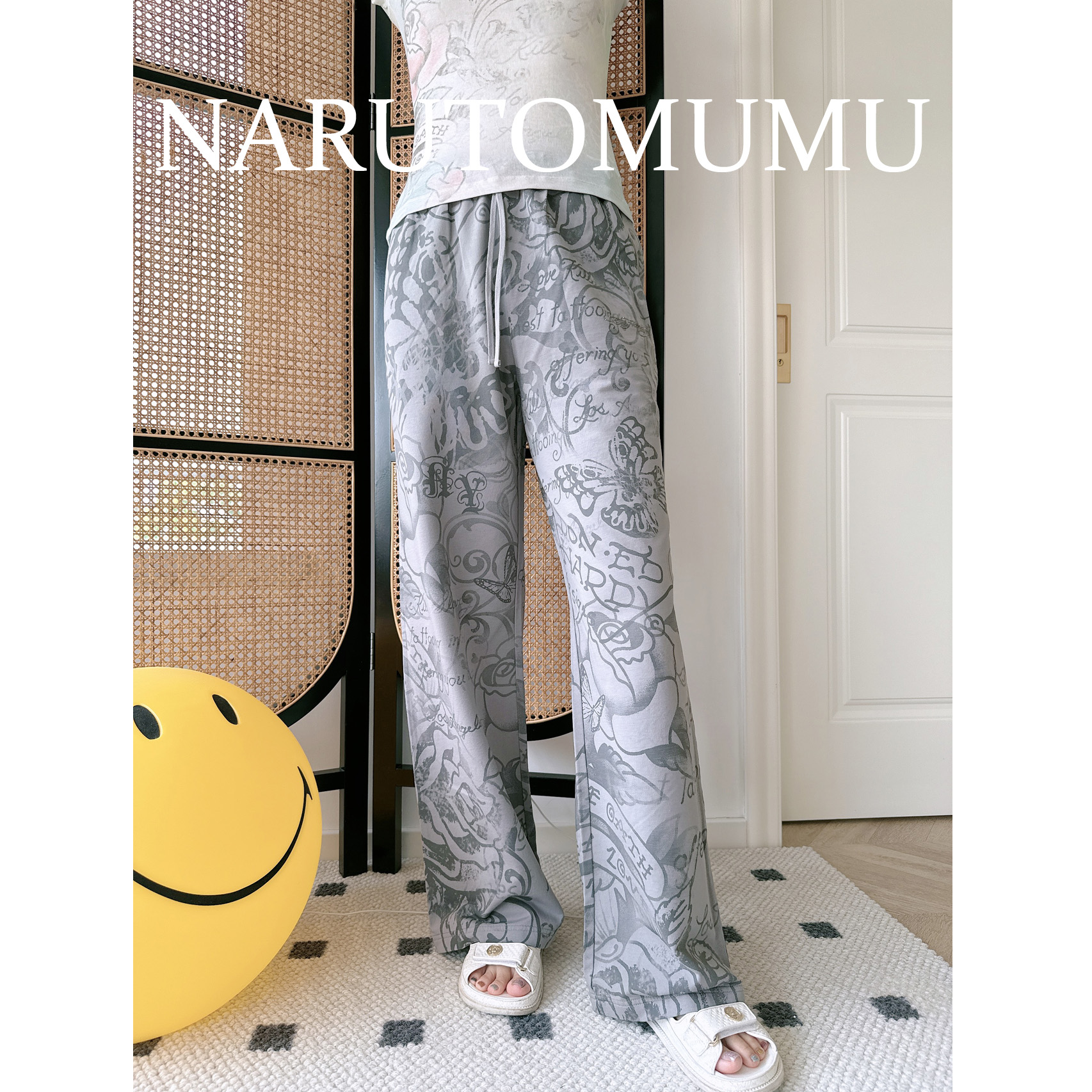 小姐姐全球购ED HARDY 刺青满印花 休闲阔腿裤  女款 25夏06