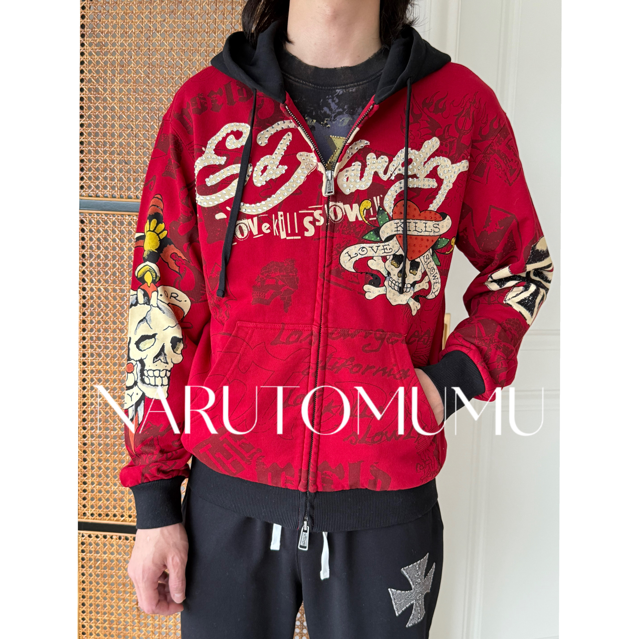 小姐姐全球购ED HARDY 经典 骷髅 刺青印花 拉链外套 男款25冬06