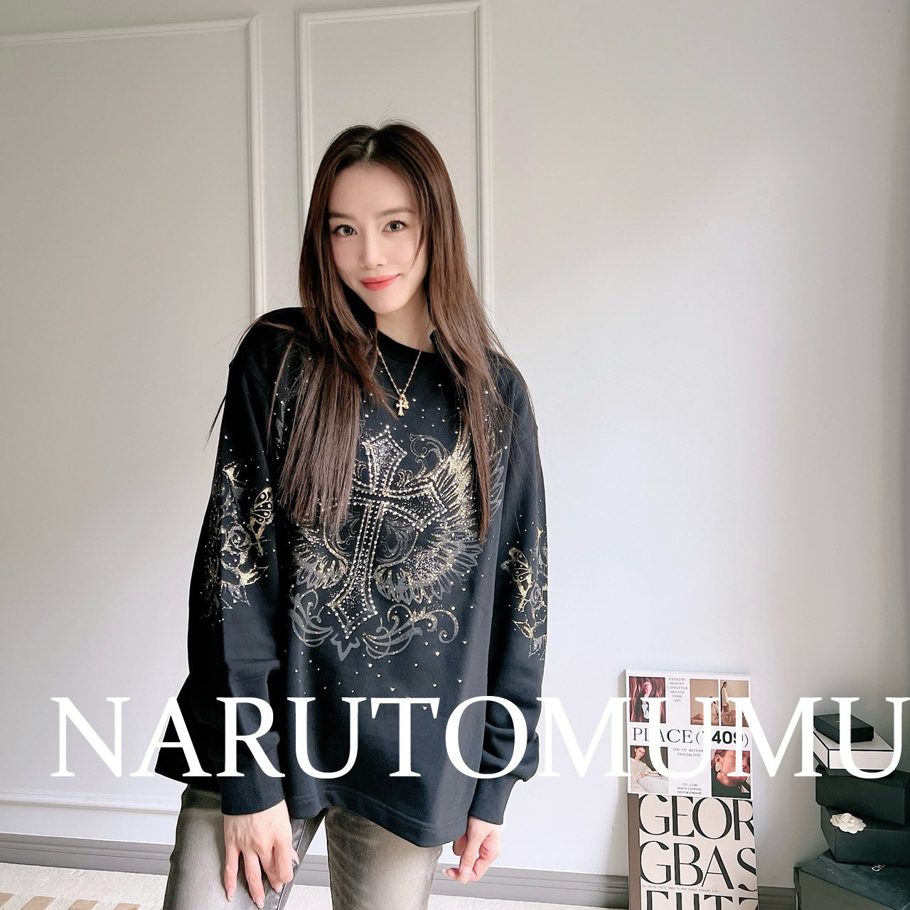 小姐姐全球购ED HARDY 刺青纹身图腾 十字闪钻 卫衣 女款24冬Z045