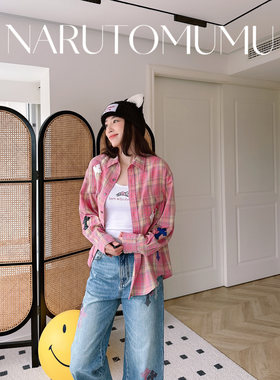 小姐姐全球购ED HARDY 拼贴十字 宽松 格子 衬衫 女款26夏02