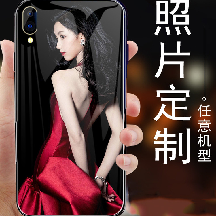 高清白光钢化玻璃手机壳任意机型来图定制diy个性文字图片情侣壳